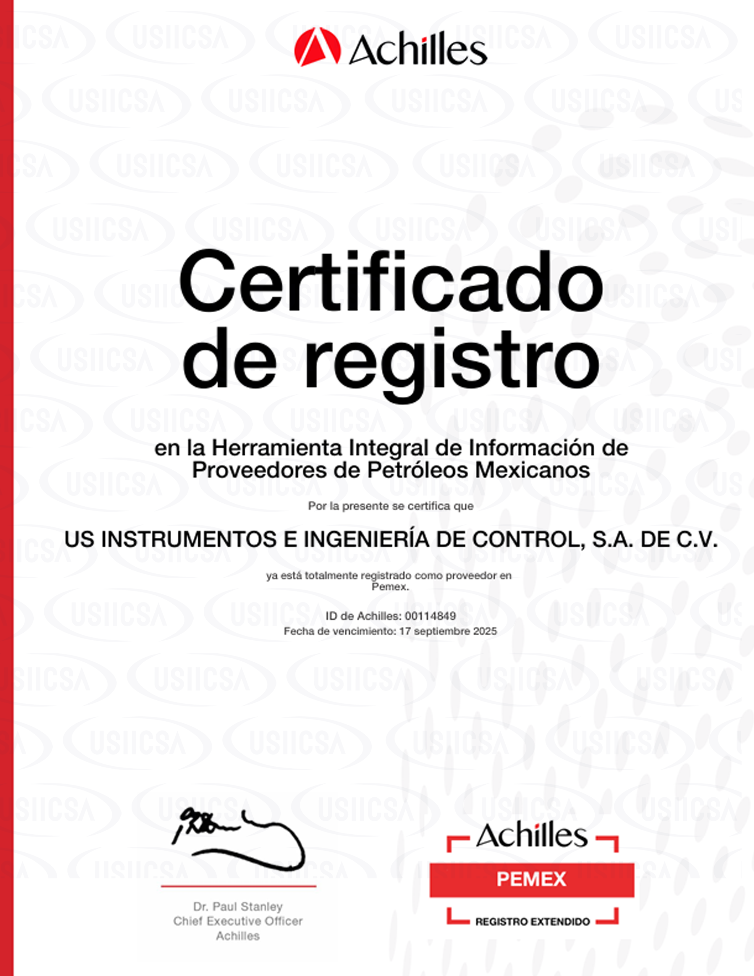 Certificado Achilles